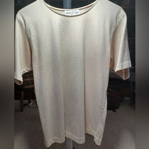 Susan Graver Size Medium Round Neck Short Sleeve tan t-shirt